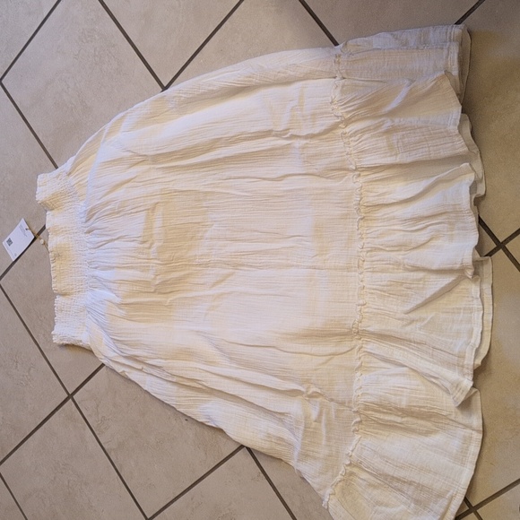 NWOT Quince 100% Organic Cotton Gauze Smocked Maxi Skirt Classic White A-line M - Picture 3 of 12